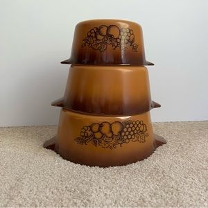 Vintage Pyrex Old Orchard 3 Piece Casserole Set #470